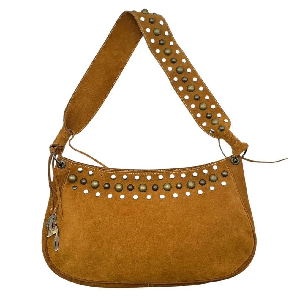 Dolce & Gabbana Tan Suede Studded Hobo Bag - Picture 1 of 11